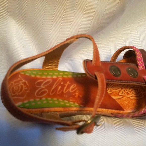 Elite sandals by Corkys Spring Summer leather Hand painted women's 7 - Picture 2 of 14